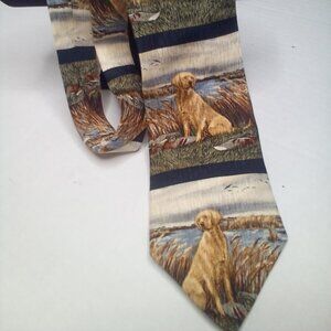 Endangered Species Silk Tie Yellow Lab With Mallard Decoys 1998 Katie Cundiff